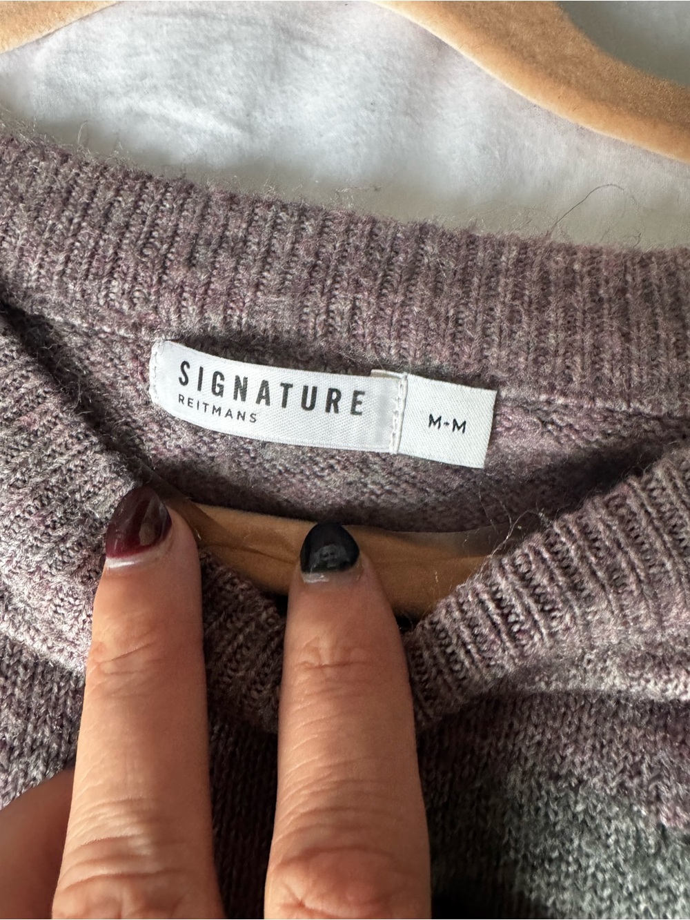 Reitmans light Smokey purple Crewneck Sweater with Black Heart Detail - Picture 2 of 2